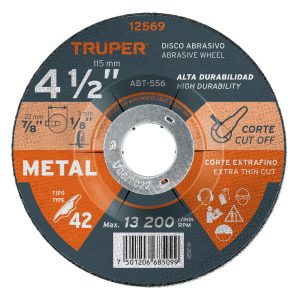 Disco Tipo 42 de 4-1/2" x 3.2 mm para corte de metal Truper