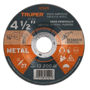 Disco Tipo 27 de 4-1/2" x 6.4 mm para desbaste de metal