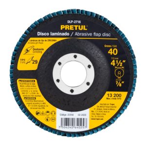 Disco 4-1/2" laminado grano 40 centro 7/8" Pretul