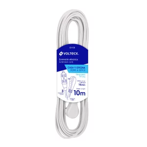 Extensión eléctrica doméstica 10 m blanca con clavija plana