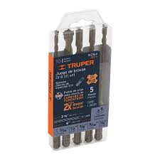 Juego de 5 brocas para concreto SDS Plus Truper