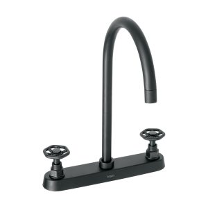 Mezcladora p/fregadero manerales redondos negro mate