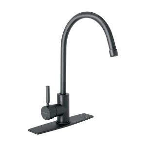Monomando para fregadero cuello alto negro mate