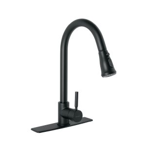Monomando para fregadero cuello extraible negro mate