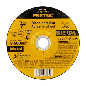 Disco Tipo 27 de 7" x 6.2 mm desbaste de metal Pretul
