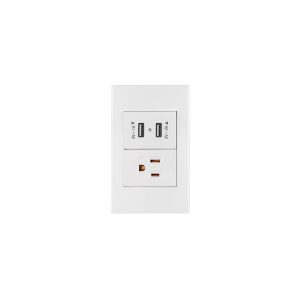 Placa armada 1contacto 2puertos USB 1.5mod Española blanco