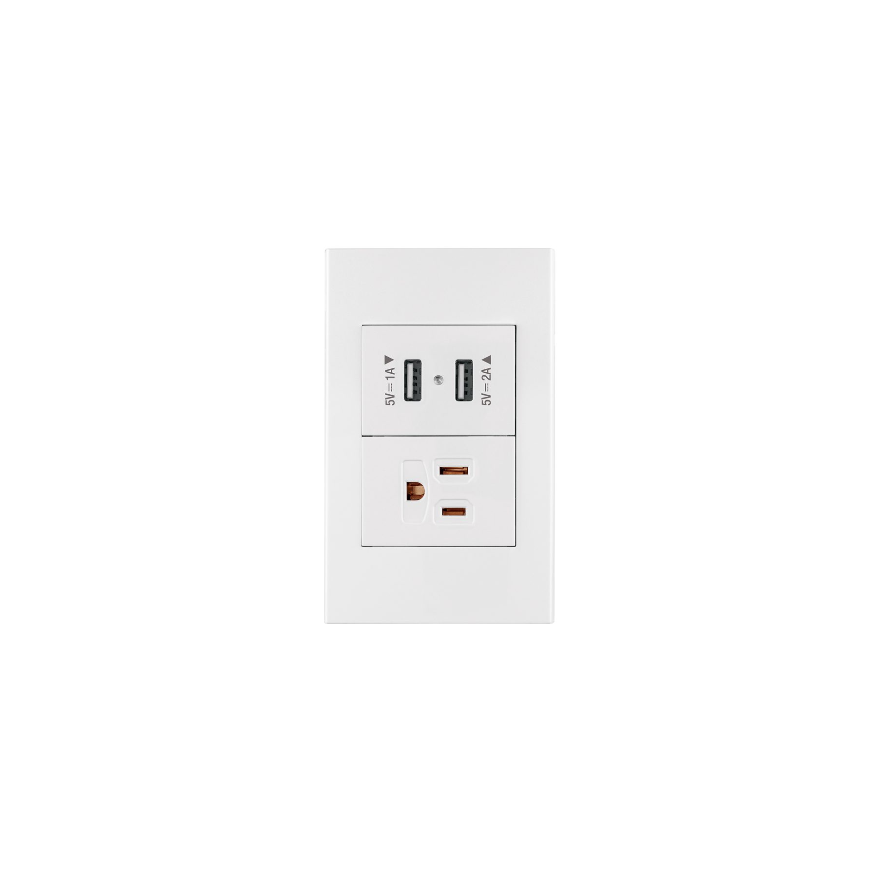 Placa armada 1contacto 2puertos USB 1.5mod Española blanco