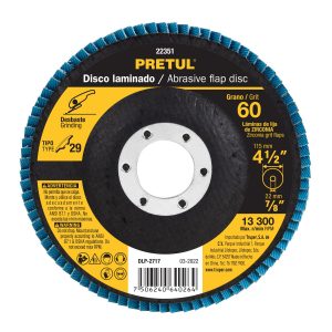 Disco laminado 4-1/2" grano 60 centro 7/8" fibra PRETUL
