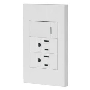 Placa armada 1 interruptor 2 contactos 1mod Española blanco