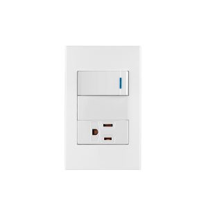 Placa armada 1 interruptor 1 contacto 1mod Española blanco