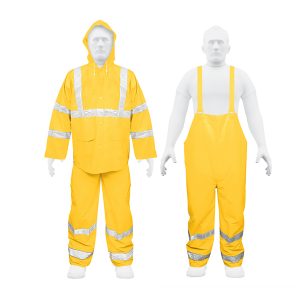 Conjunto impermeable doble capa amarillo con reflejante talla M