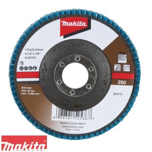 DISCO DE LIJA T ABANICO MAKITA D-63753 DE 4 1/2 X 7/8 GRANO. 60