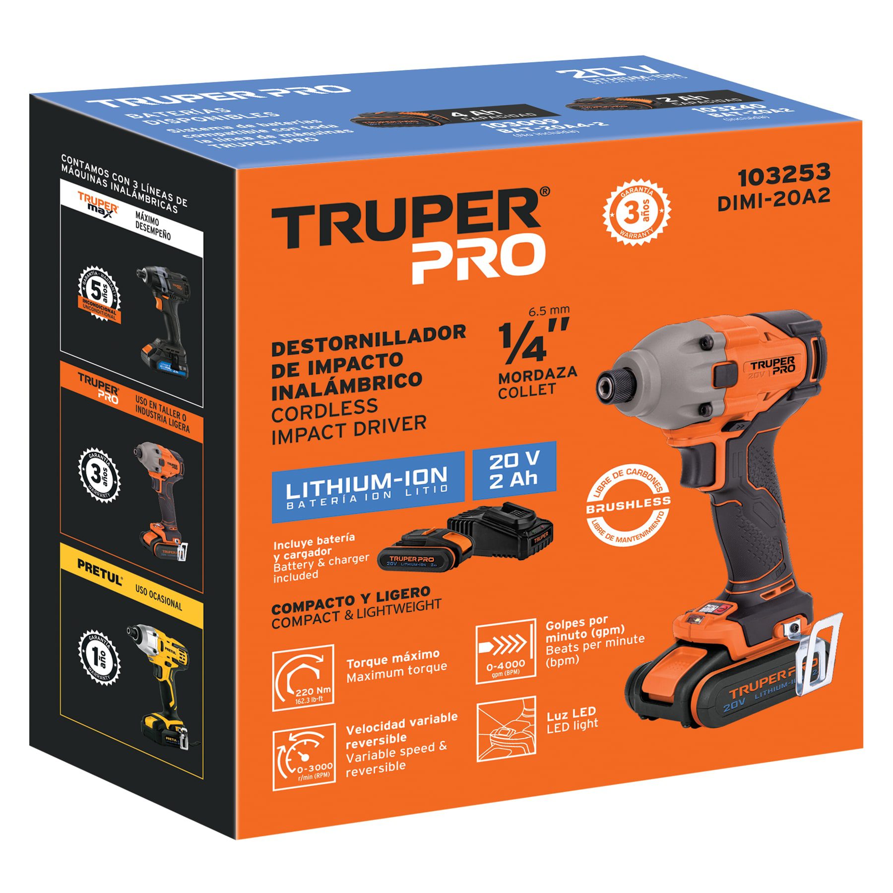 Destornillador de impacto 1/4" 20V 1 batería 2Ah PRO - Imagen 4