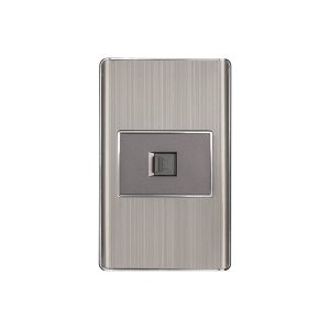 Placa armada acero inox 1 toma para teléfono 1.5 mód Lisboa Volteck
