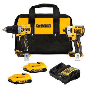 COMBO BARRENO/TALADRO PERCUTOR Y ATORNILLADOR DE IMPACTO, INALAMBRICO 20 VOLT, BRUSHLESS CON BOLSO. MARCA DEWALT