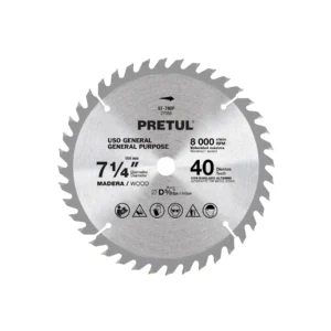 Disco sierra 7-1/4" p/madera 40 dientes centro 5/8" Pretul