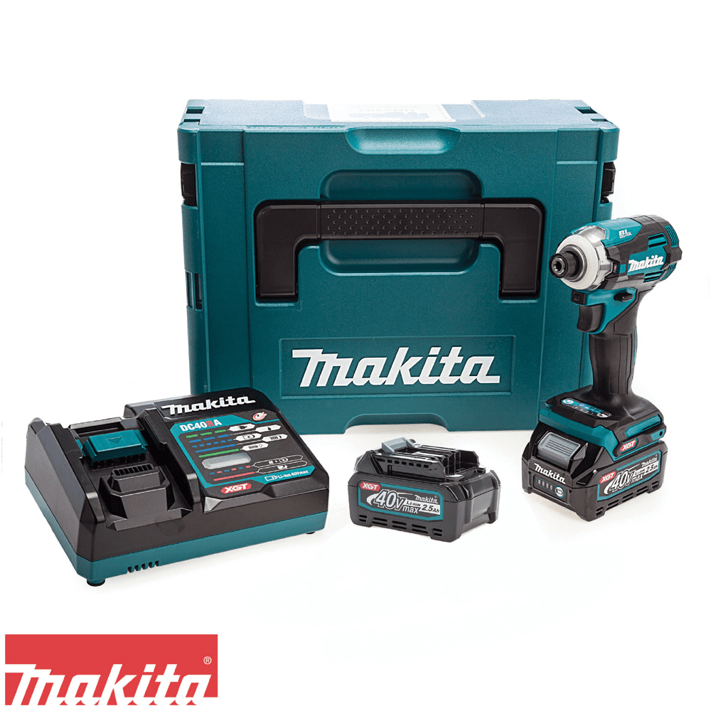 Atornillador de impacto inalámbrico Makita XGT 40V 1/4" cargador 2 bot. 2.5A Makita