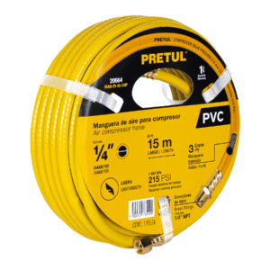 MANGUERA DE PVC PARA COMPRESOR 15 M X 1/4' PRETUL