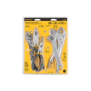 Juego de 4 pinzas y 1 llave ajustable mango de vinil Pretul