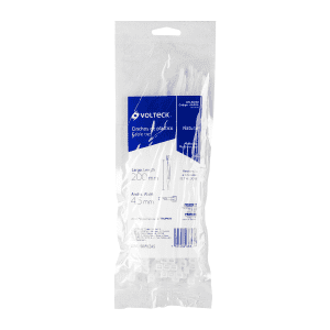 Bolsa con 50 cinchos plásticos 50 lb 200x4.5 mm naturales Volteck