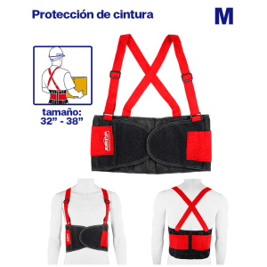 CINTURON DE APOYO AJUSTABLE CON TIRANTES PROTECCION LUMBAR DE FUERZA Y LEVANTE DE OBJETOS PESADOS TALLA M. EMTOP