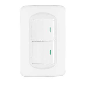 Placa armada 2 interruptores 1.5 módulos Toledo Volteck BASIC
