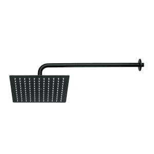 Regadera plato cuadrado 10" con brazo negro FOSET RIVIERA