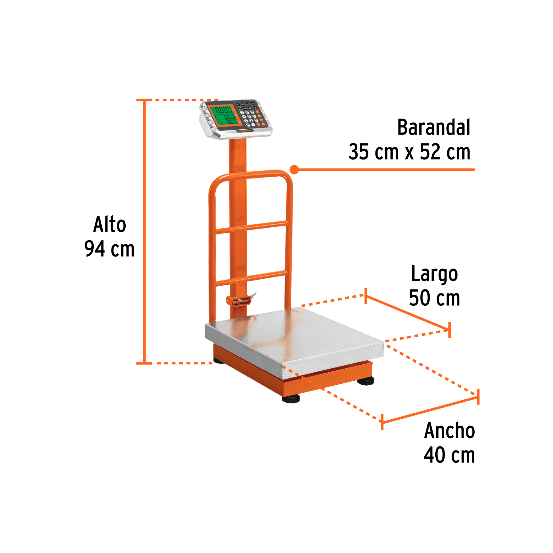 BÁSCULA ELECTRÓNICA DE PLATAFORMA INOXIDABLE 200 KG TRUPER - Imagen 3